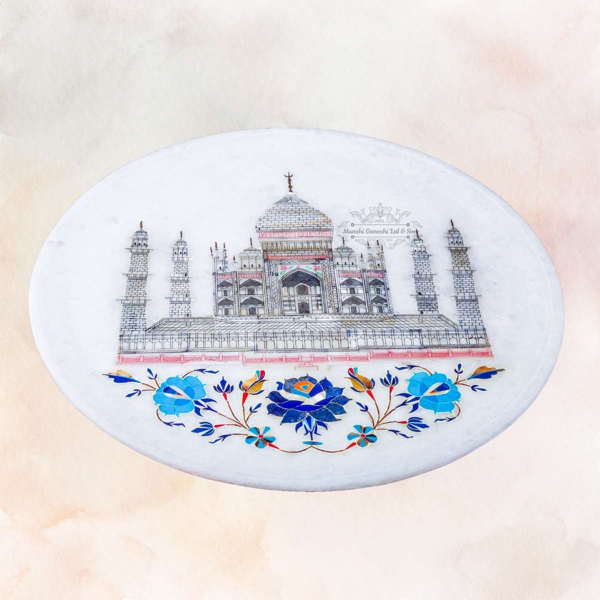 Taj Mahal Designed Marble Fruit Bowl